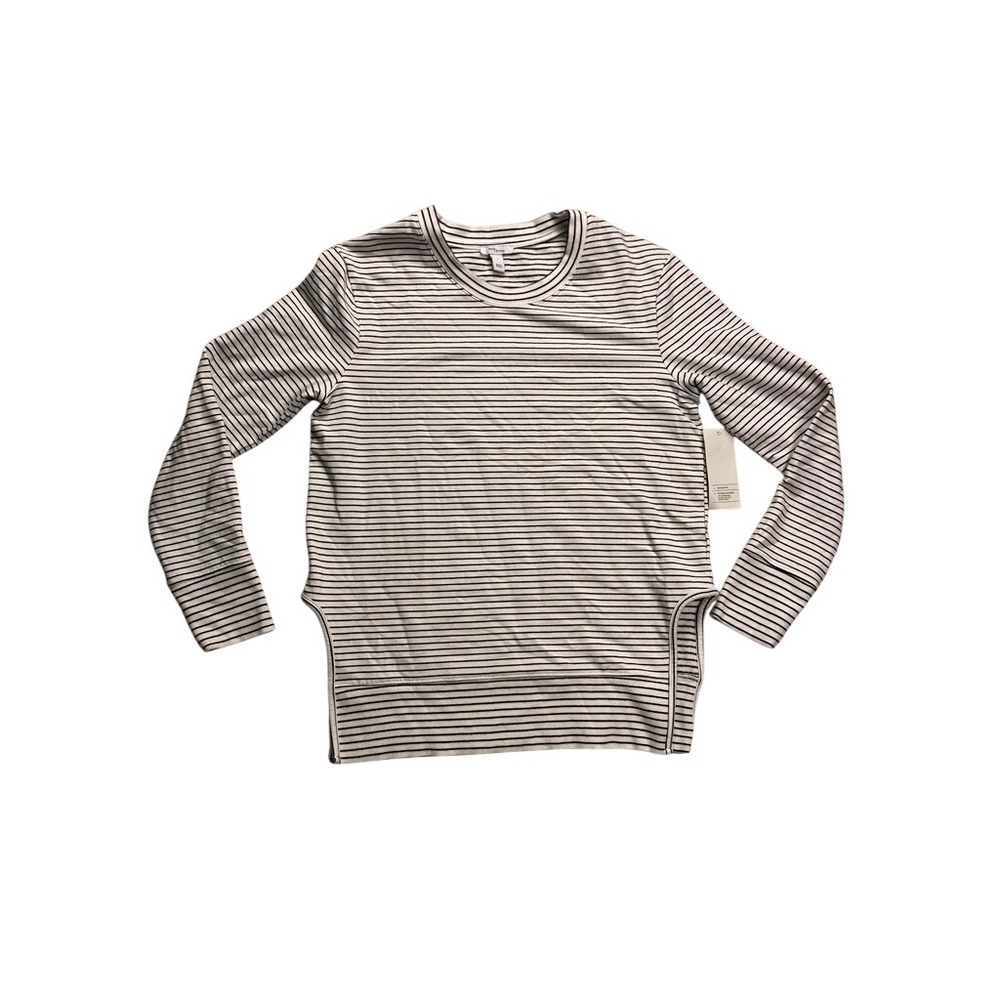 Daily‎ Ritual Sweatshirt Women S White Black Striped UPF 50+ Moisture Wicking